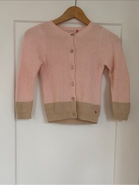 Pink Chicken Pink and Gold Contrast Hem Knit Cardigan